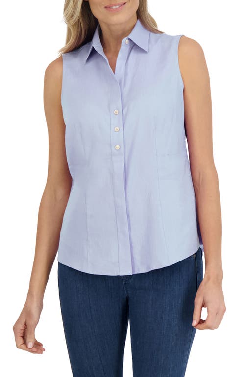 Foxcroft Taylor Sleeveless Linen Blend Button-Up Shirt at Nordstrom,