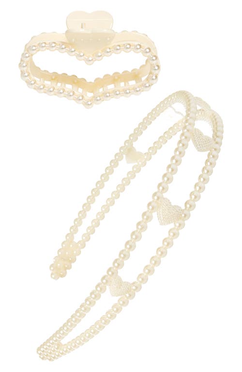 Capelli New York Imitation Pearl Headband in Ivory at Nordstrom