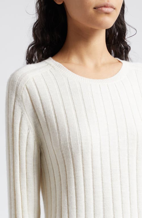 Shop Nili Lotan Alise Rib Cashmere & Silk Crewneck Sweater In Ivory