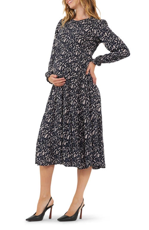 Shop Ripe Maternity Izzie Tiered Maternity Dress In Midnight/mocha