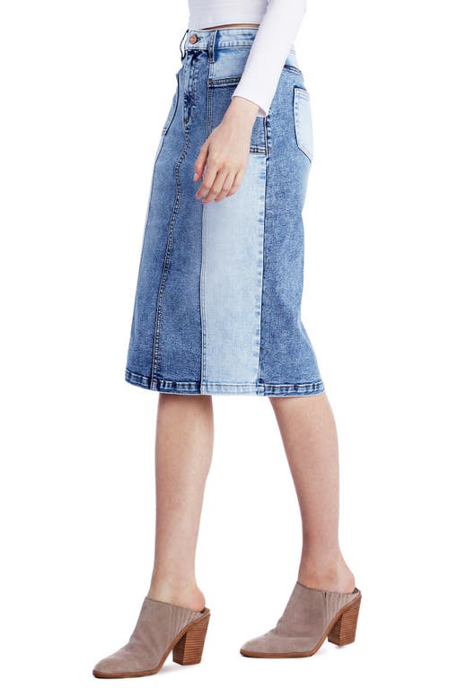 Hint Of Blu Pieced Midi Denim Skirt In Country Blue