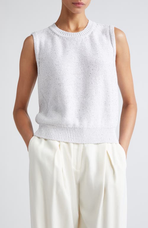 Sequin Linen Blend Sweater Vest in 011 Ecru