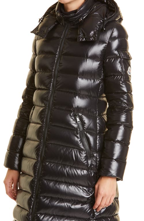 Moncler Moka Water Resistant Long Hooded Down Puffer Parka In Black/black