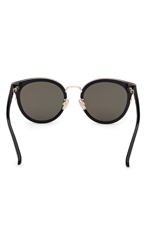 Shop Max Mara 63mm Oversize Round Sunglasses In Shiny Black/smoke