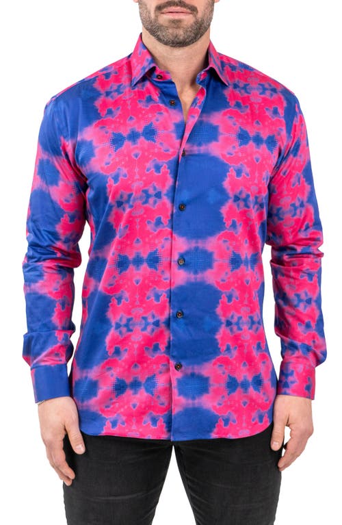 Maceoo Fibonacci Temperate Contemporary Fit Button-up Shirt In Blue