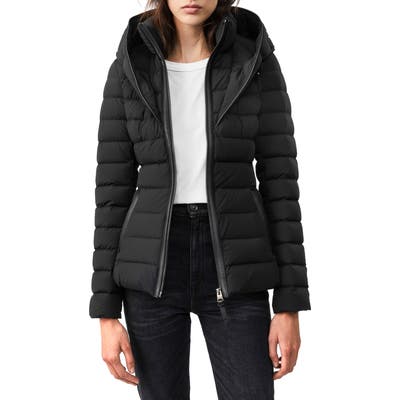 Mackage Lightweight Hooded Water Repellent Down Puffer Jacket, Black