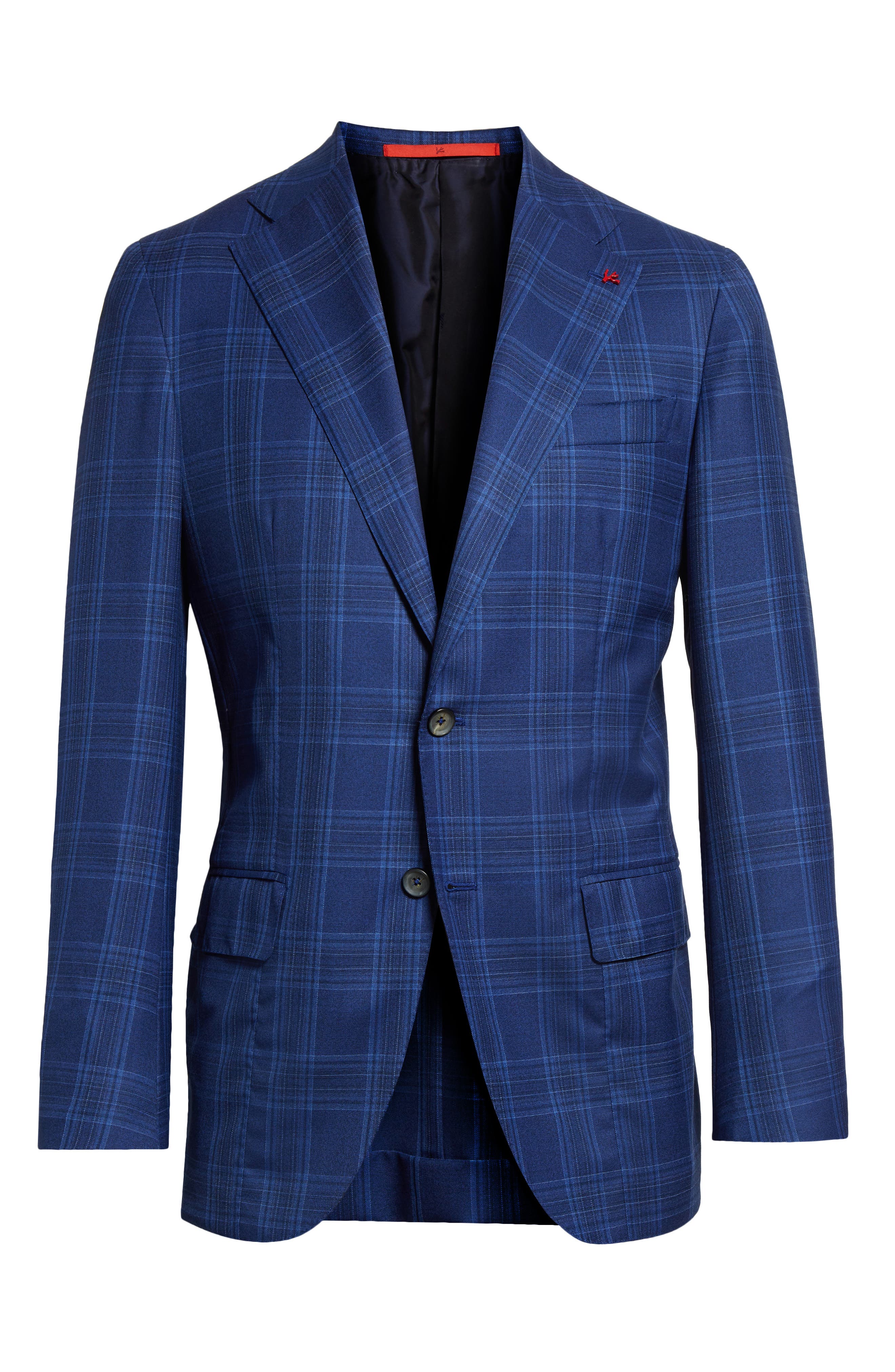 ISAIA Marechiaro Plaid Sport Coat in Bright Blue 