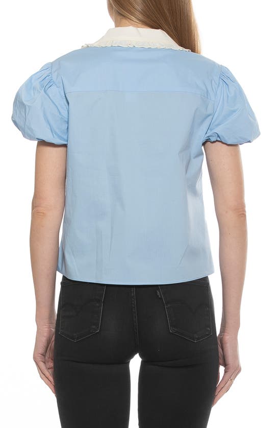 Alexia Admor Sandra Short Sleeve Button-up Blouse In Halogen Blue