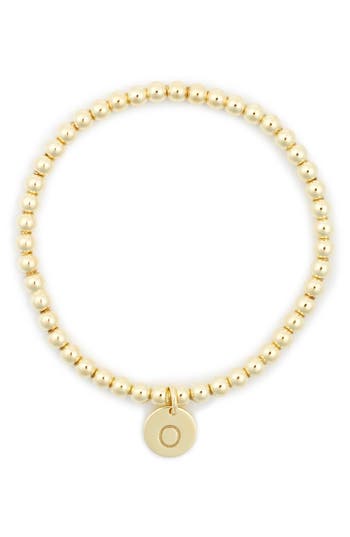 Meshmerise Initial Charm Ball Stretch Bracelet In Yellow-o