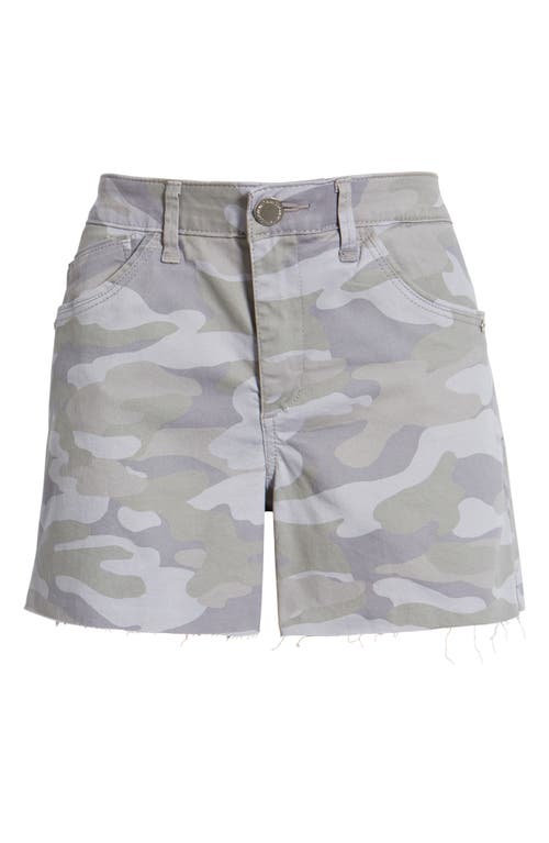 Wit & Wisdom 'ab'solution Camo High Waist Raw Hem Shorts In Lvgr Lavender Grey