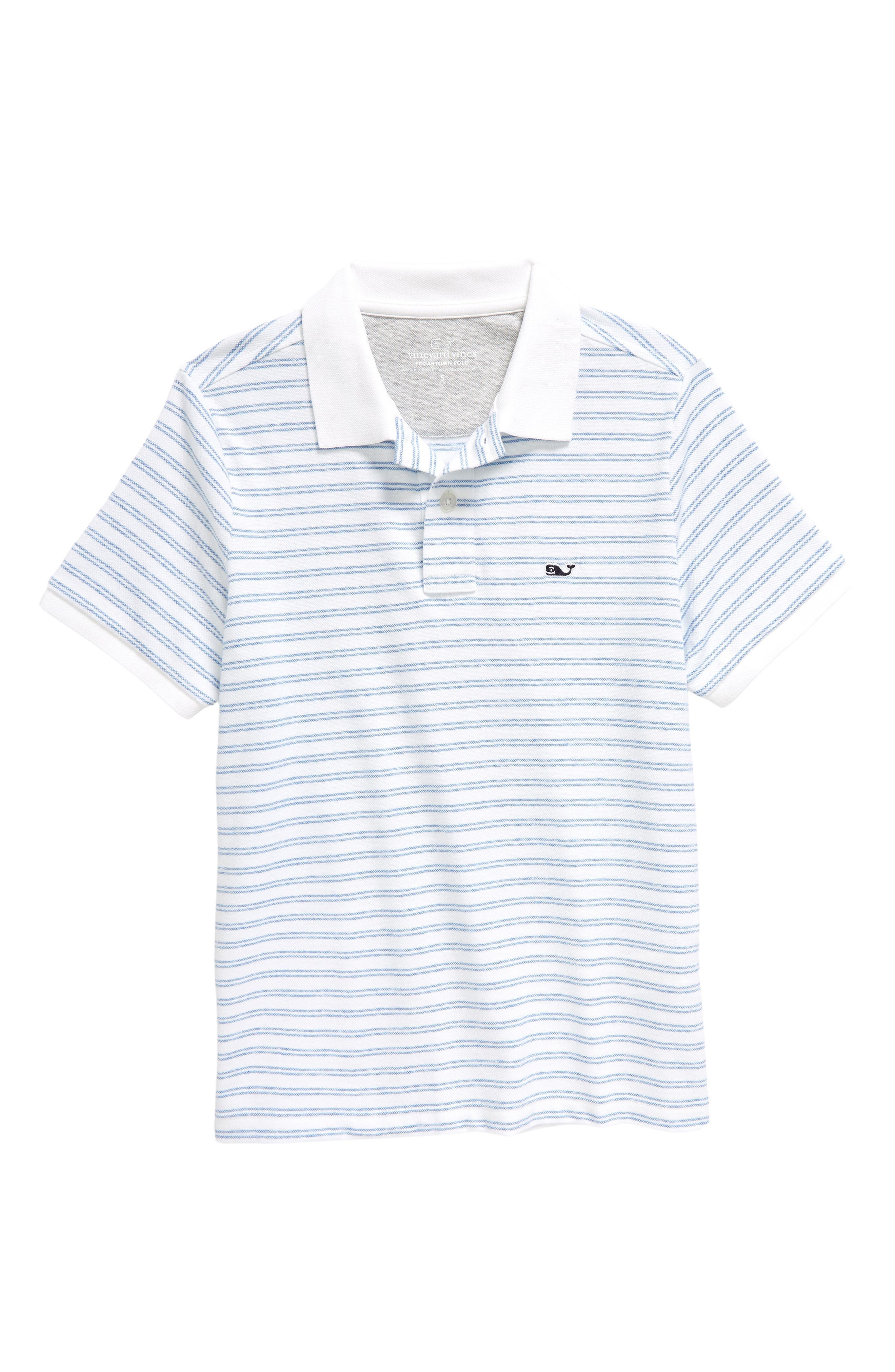 Vineyard Vines Boys' St. Jean Stripe Sankaty Polo (Ocean Breeze Tejeda) (Size: L)