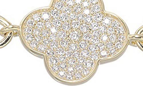 Fzn Cz Pavé Clover Bracelet In Gold