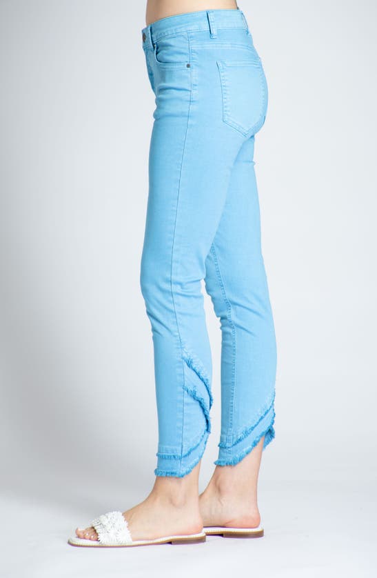 Shop Apny Double Tulip Hem Back Skinny Jeans In Blue