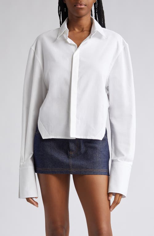 K.NGSLEY Gender Inclusive Vincent Open Back Button-Up Shirt in White
