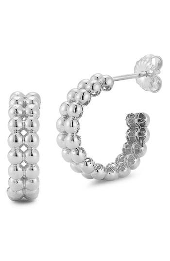 Shop Chloe & Madison Chloe And Madison Beaded Hoop Earrings In Silver