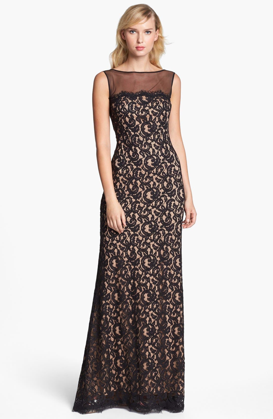 Tadashi Shoji Illusion Yoke Lace Gown Nordstrom
