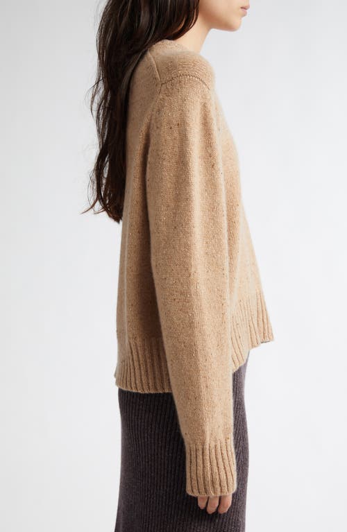 Johnstons Of Elgin Relaxed Fit Cashmere Donegal Sweater In Camel Donegal