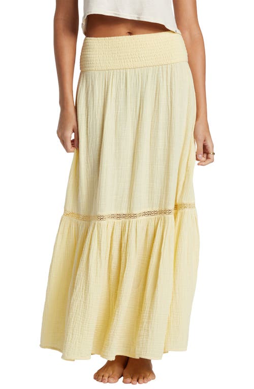 Shop Billabong In The Palms Tiered Cotton Maxi Skirt In Retro Yellow