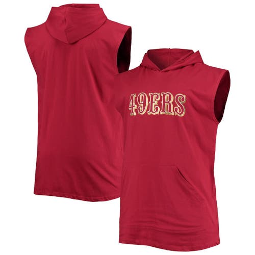 Men's Scarlet San Francisco 49ers Big & Tall Muscle Sleeveless Pullover Hoodie