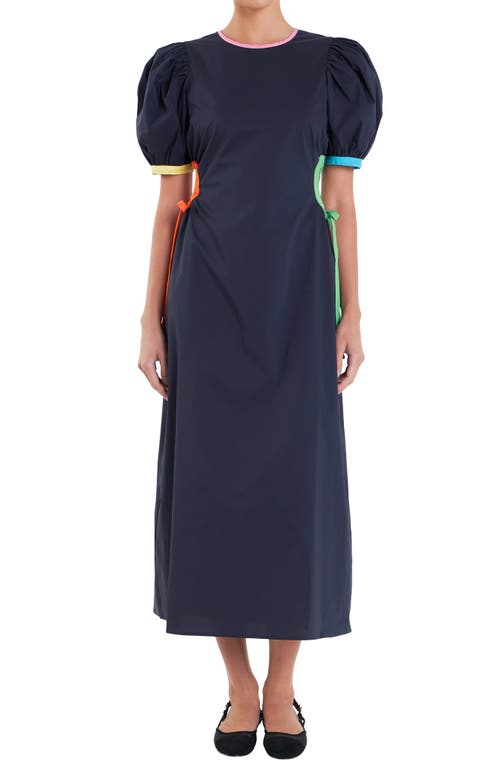 Shop English Factory Colorblock Midi Dress In Navy Multi