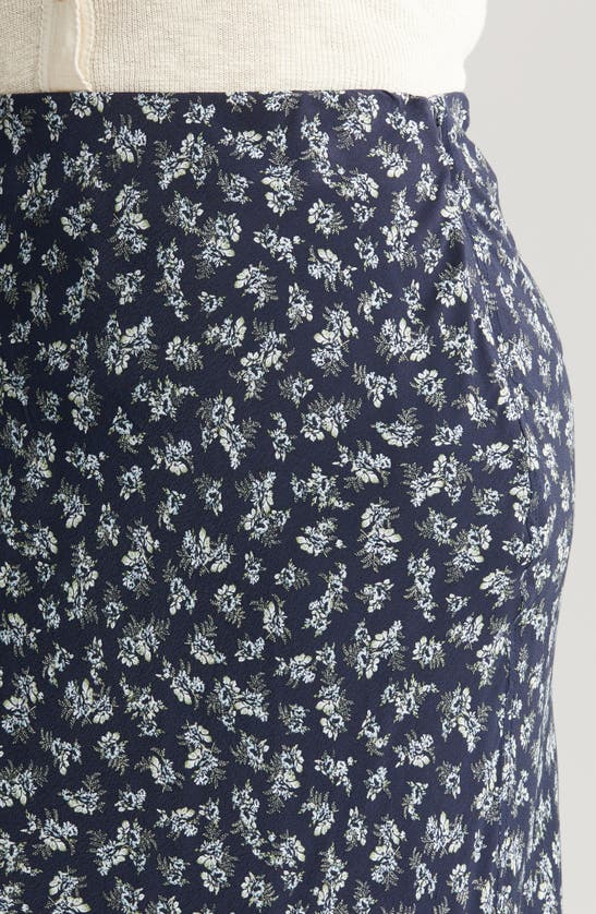 Treasure & Bond Floral Bias Cut Midi Skirt In Navy- Beige Lillith Floral