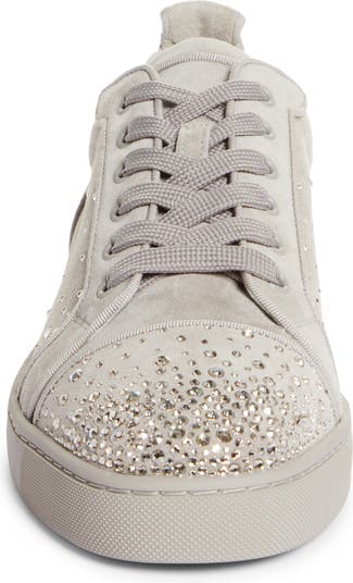 Christian Louboutin Louis Junior Degra Crystal Leather Trainers in White  for Men
