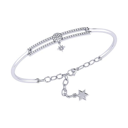 Luvmyjewelry Full Moon North Star Diamond Bangle In Sterling Silver In Silver