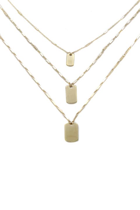Gold Tag Necklace - Set of 3