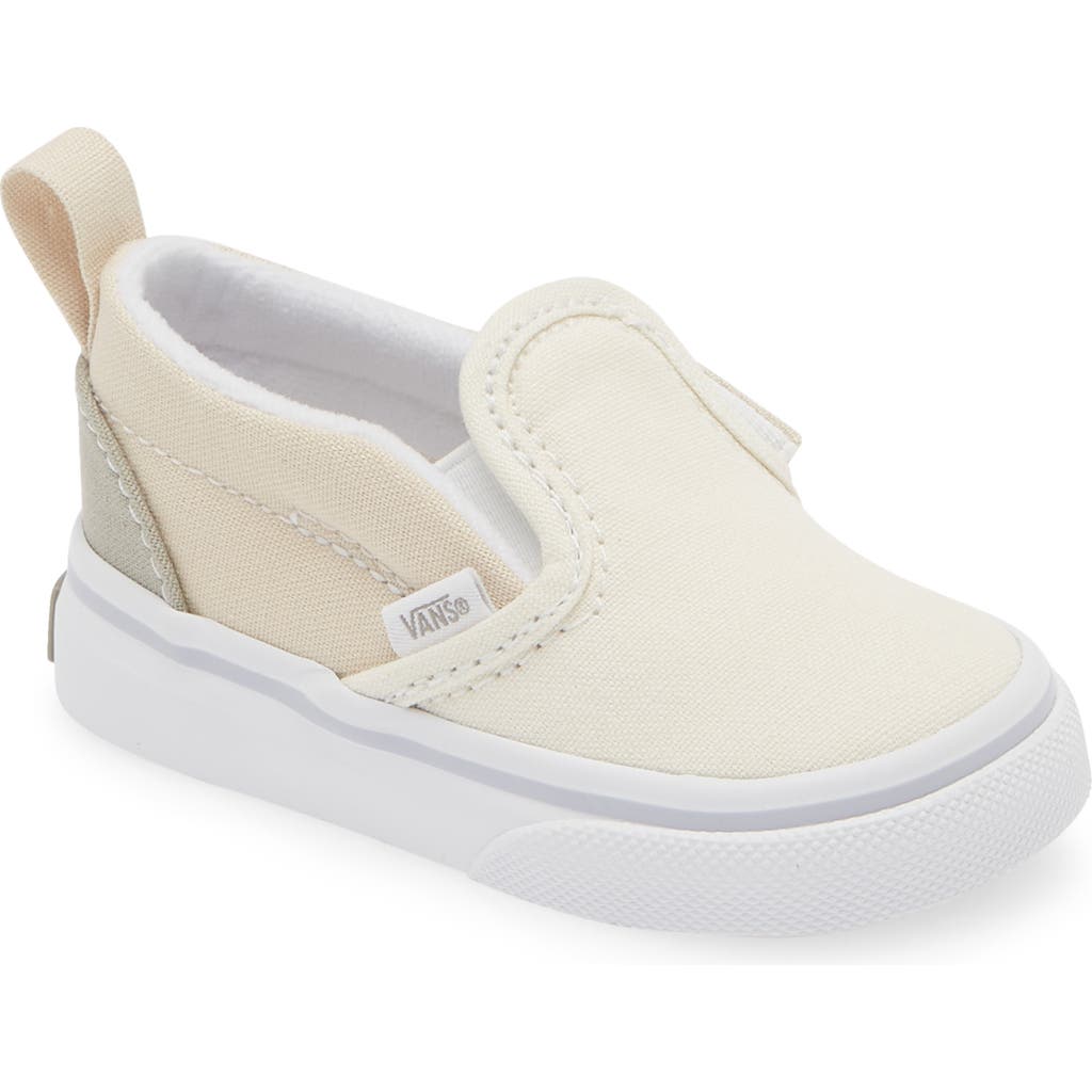 Vans Slip-on V Canvas Sneaker In Natural Block/true White