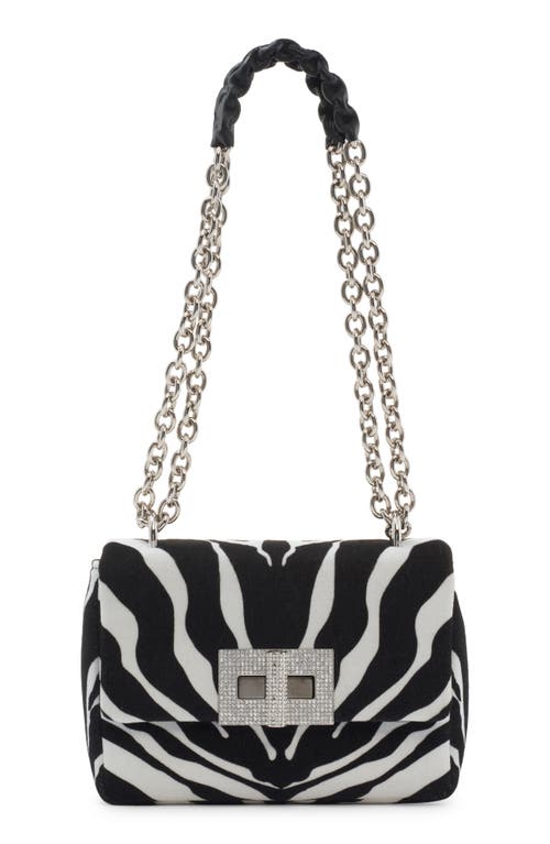 TOM FORD Small Natalia Zebra Stripe Velveteen Shoulder Bag in Black/White/Black at Nordstrom