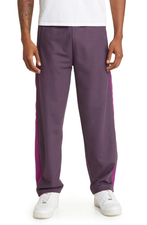 Men's Purple 100% Polyester Slim Fit Pants