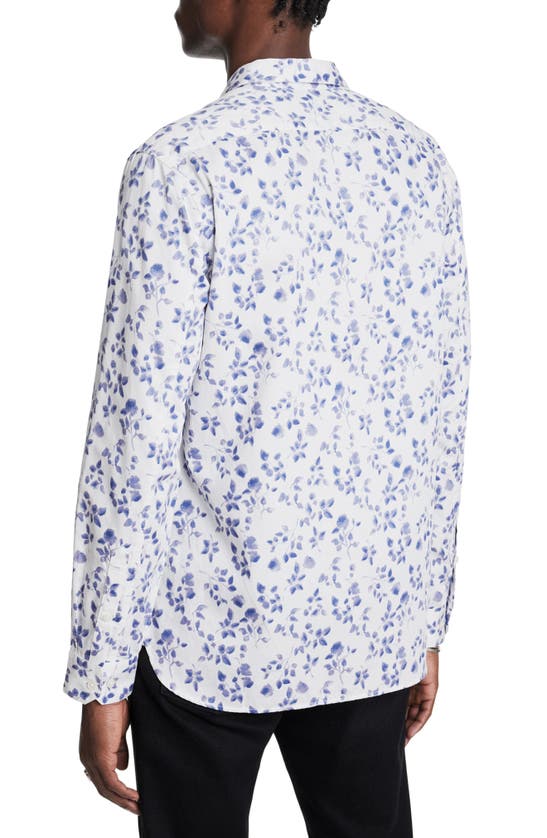 Shop John Varvatos Rodney Floral Button-up Shirt In Blue Stone