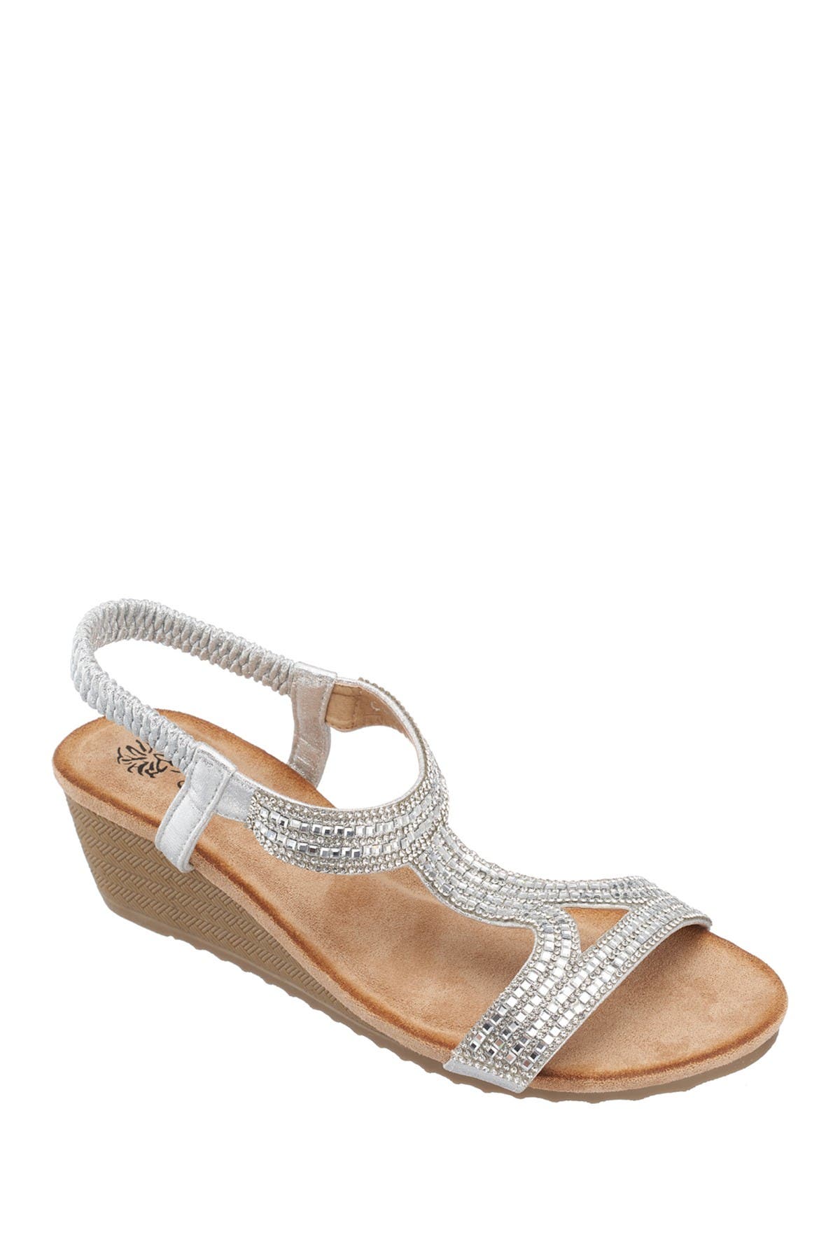 Gc Shoes Coretta Rhinestone Wedge Sandal In Silver