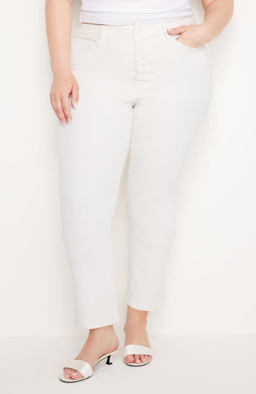 Good American Good Legs Exposed Button Straight Leg Jeans In Cloud White001