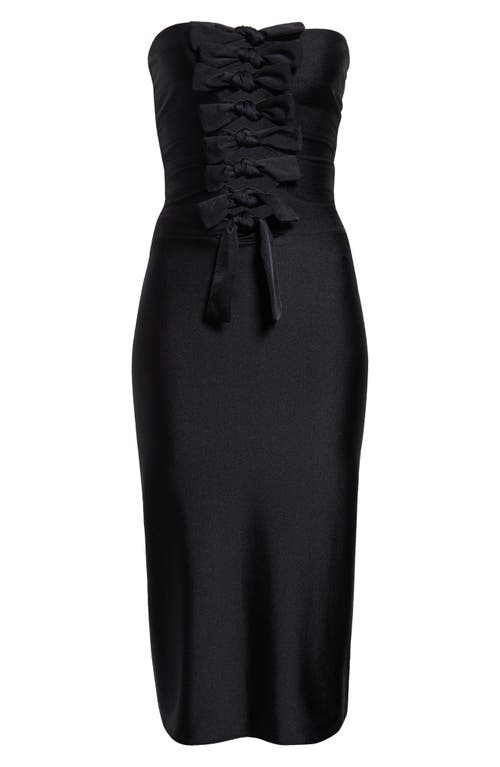 Shop Coperni Knotted Strapless Jersey Cocktail Dress In Black