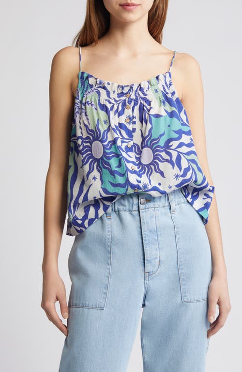 Shop Xirena Xírena Tavi Print Cotton Camisole In Stellar Blue Helios