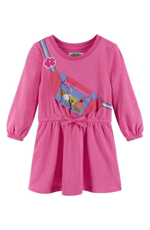 Shop Andy & Evan Kids' Spongebob Squarepants™ Pocket Appliqué Long Sleeve French Terry Dress In Pink