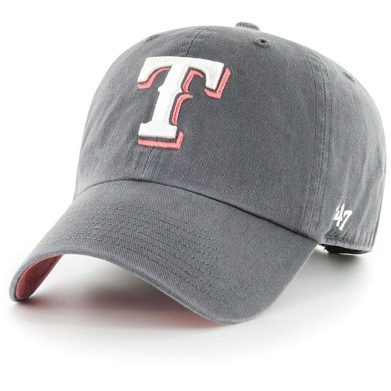 47 ' Charcoal Texas Rangers Pastel Pop Clean Up Adjustable Hat | ModeSens