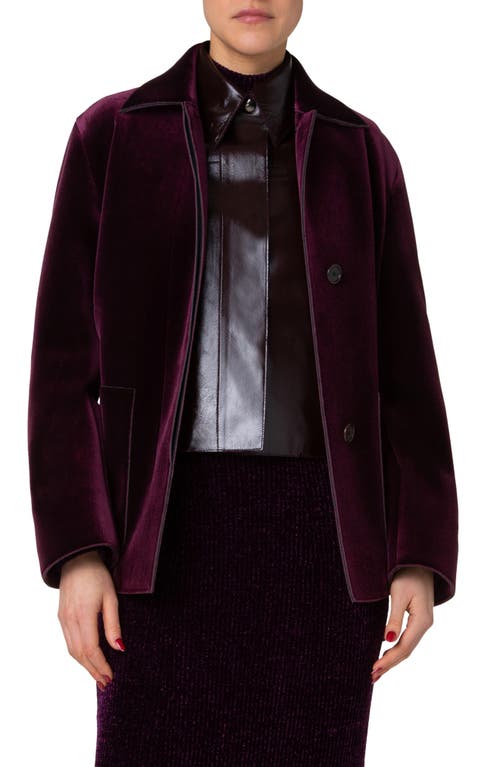 Akris Laars Velvet Jacket In Dark Magenta