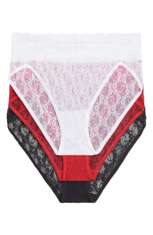 b. tempt'D by Wacoal Assorted 3-Pack Lace Kiss High Cut Briefs Basic at Nordstrom,