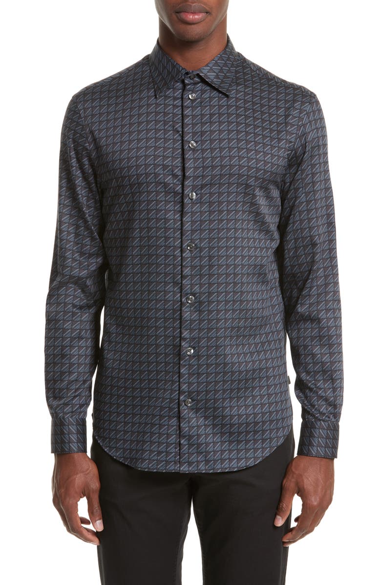 Armani Collezioni Regular Fit Geo Print Sport Shirt | Nordstrom