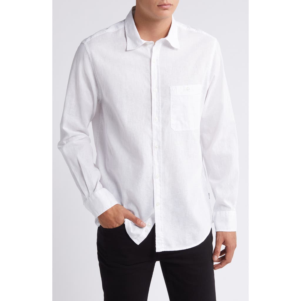 7 For All Mankind Solid Cotton & Linen Button-up Shirt In White