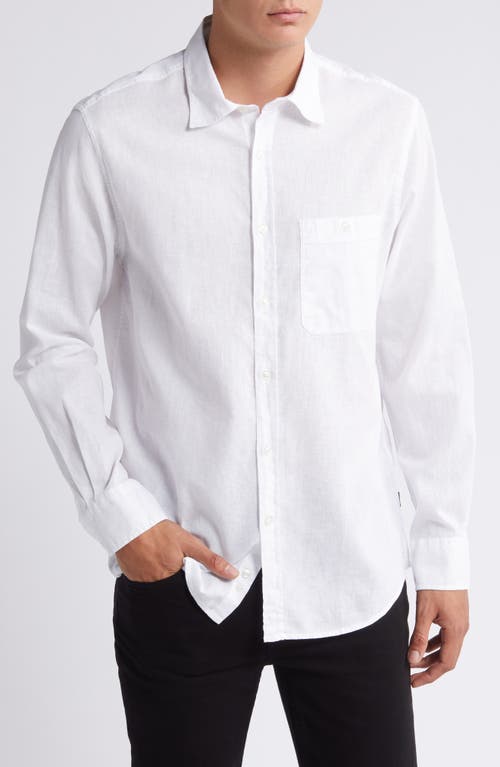 Shop 7 For All Mankind Solid Cotton & Linen Button-up Shirt In White