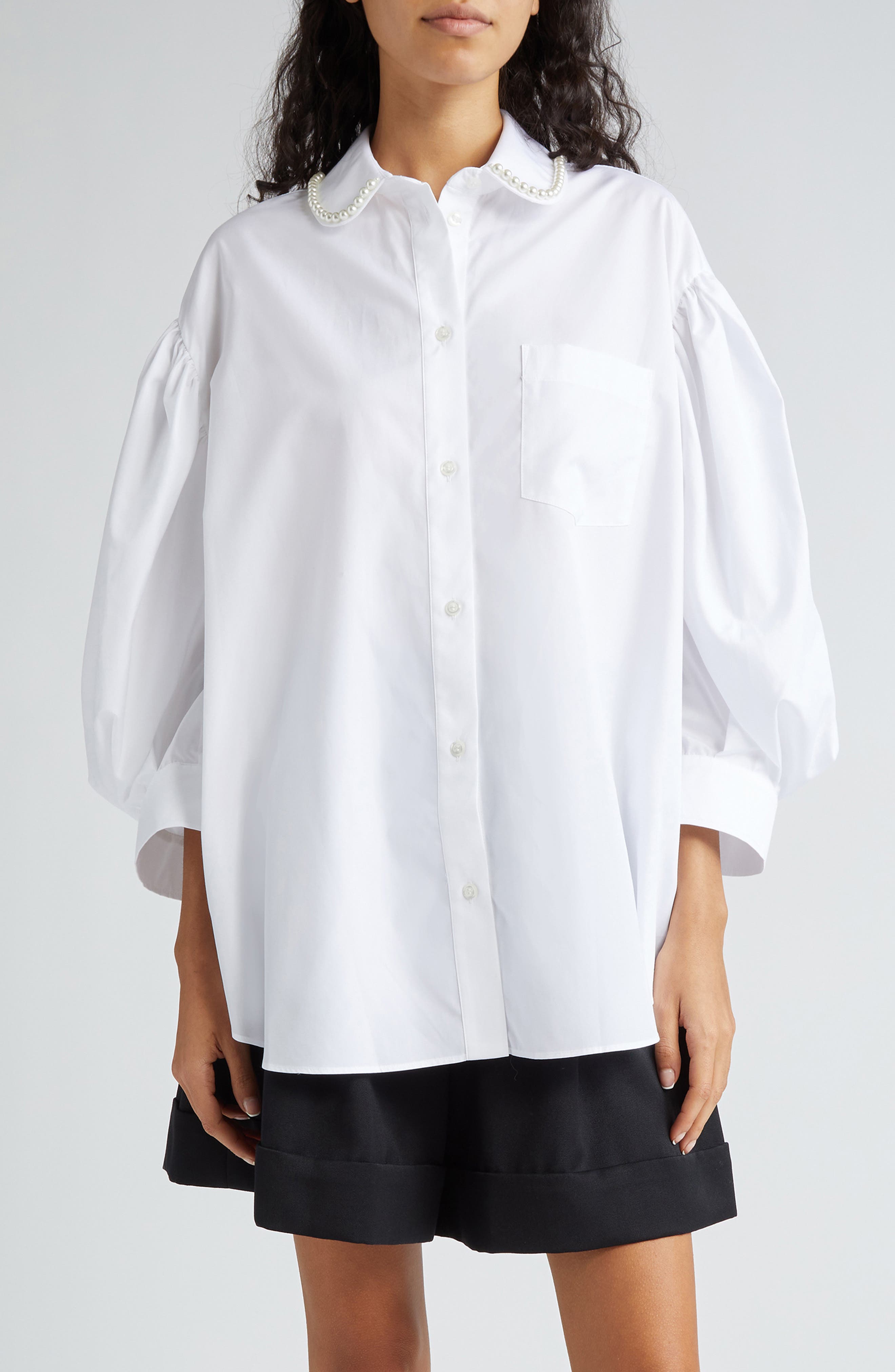 Simone Rocha puff-sleeve cotton shirt - White