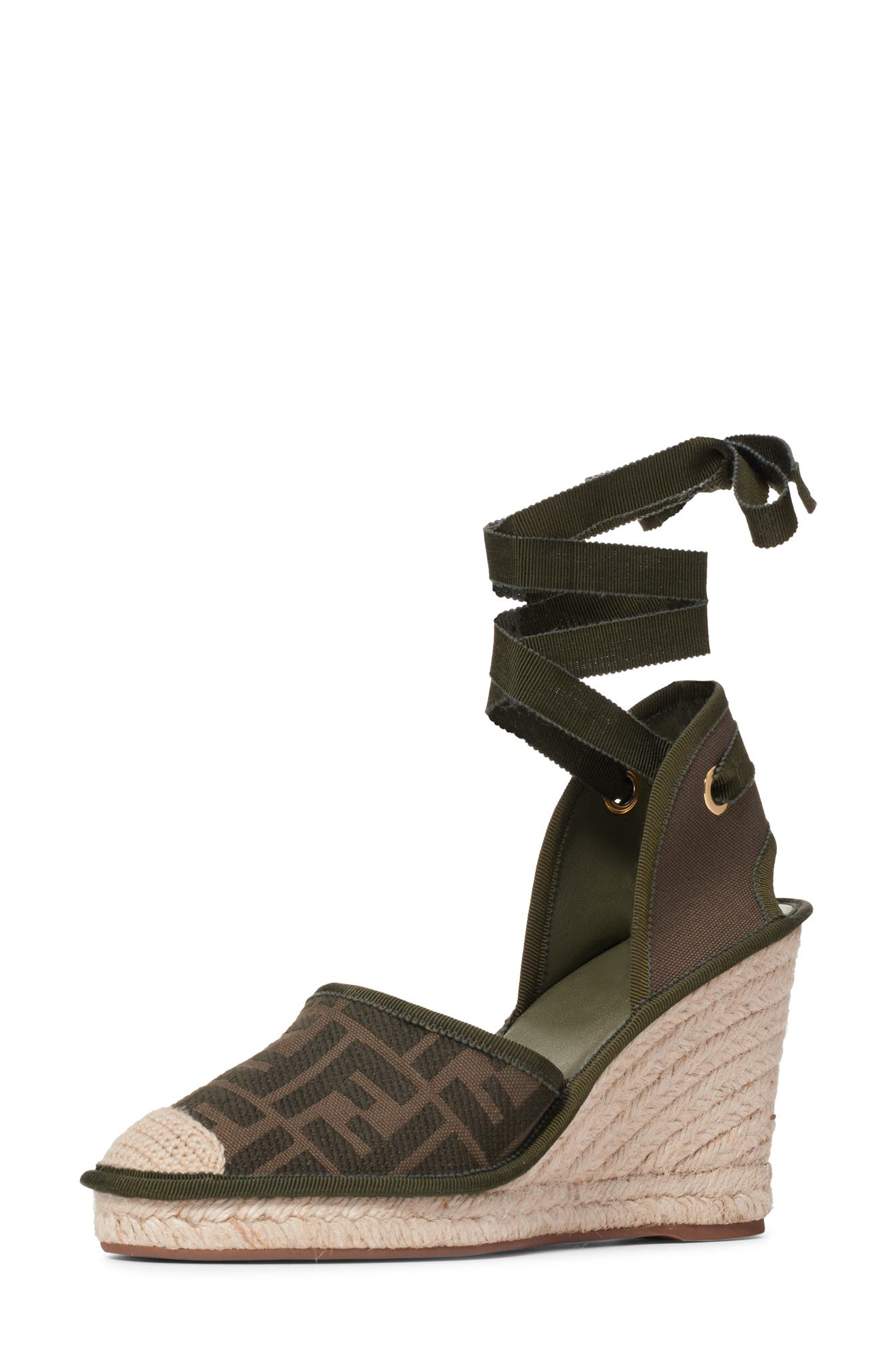 Fendi Roam Ankle Strap Wedge Sandal 