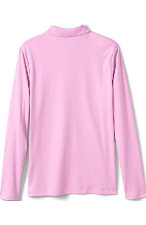 Shop Lands' End School Uniform Girls Long Sleeve Feminine Fit Interlock Polo Shirt In Ice Pink