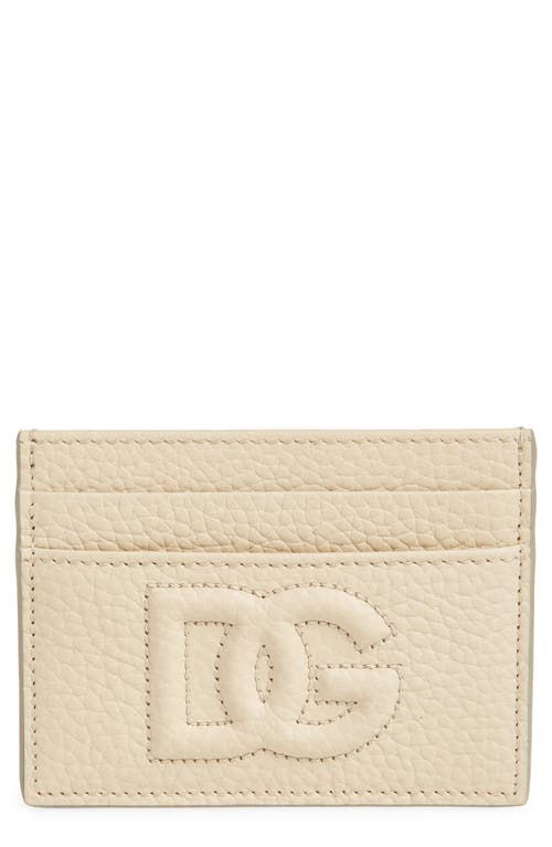 Dolce & Gabbana DG Puffy Logo Leather Card Case in Sabbia 3 at Nordstrom