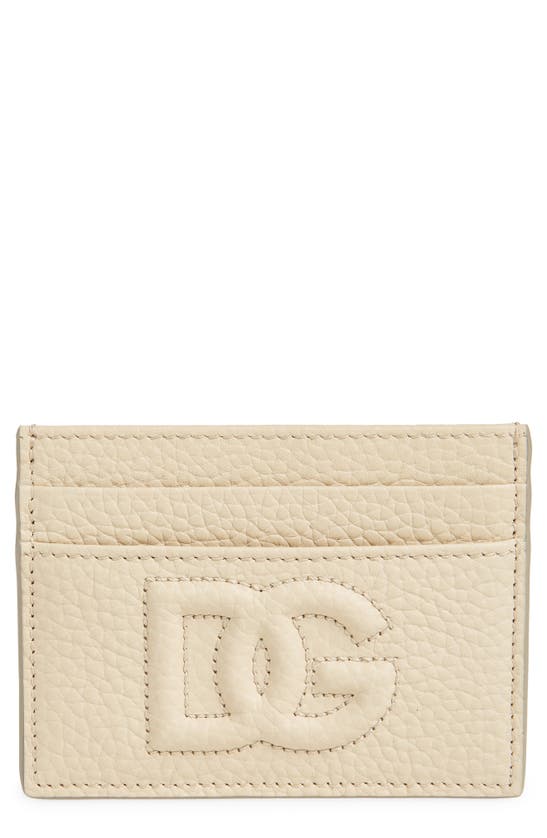 Shop Dolce & Gabbana Dg Puffy Logo Leather Card Case In Sabbia 3