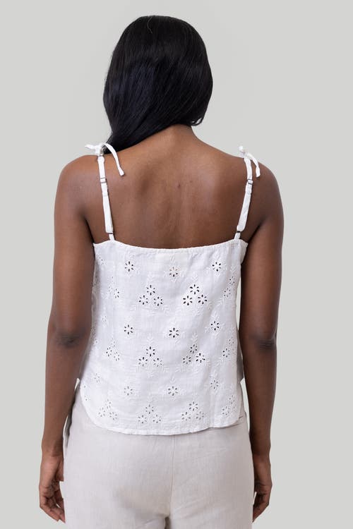 Reistor Women's Tie-up Camisole White Hemp Top In Coconut White