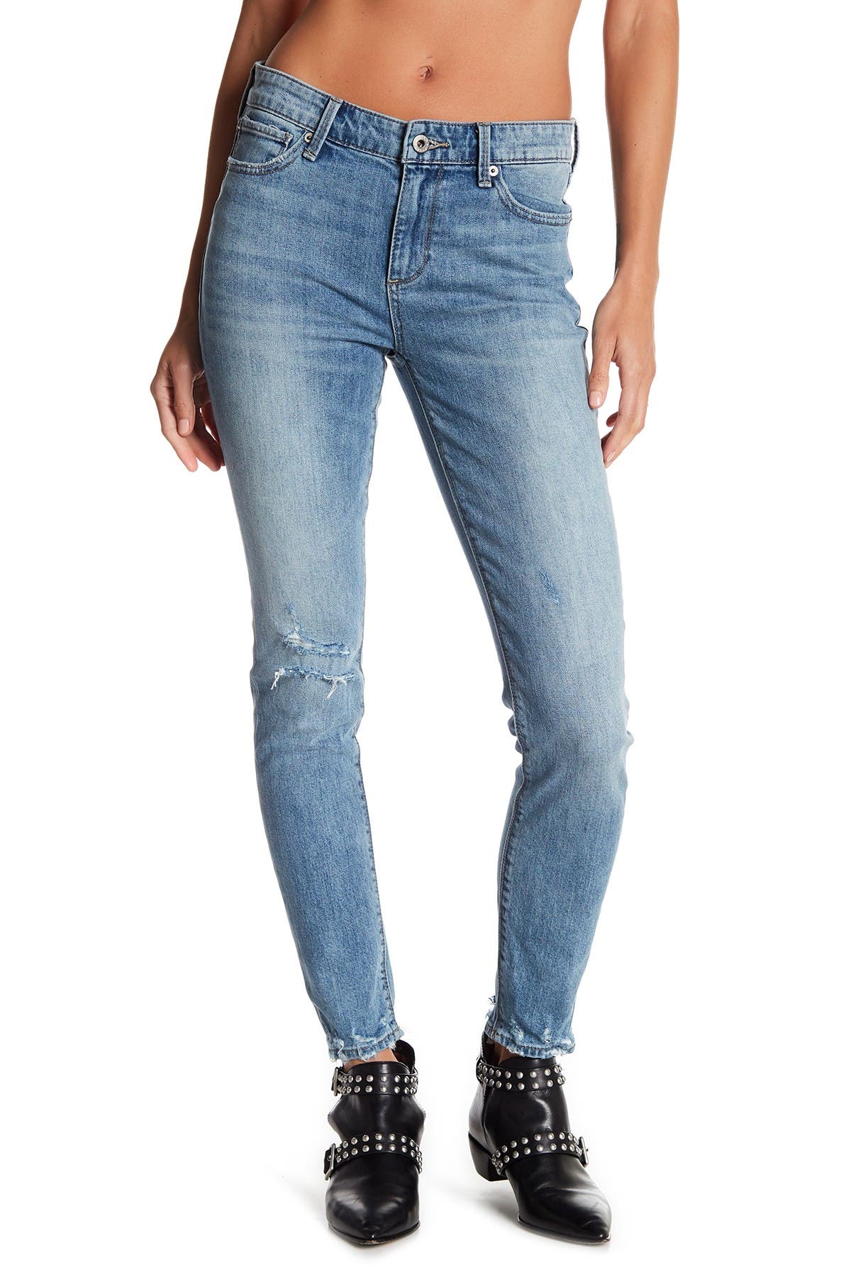 skinny fit mid rise jeans